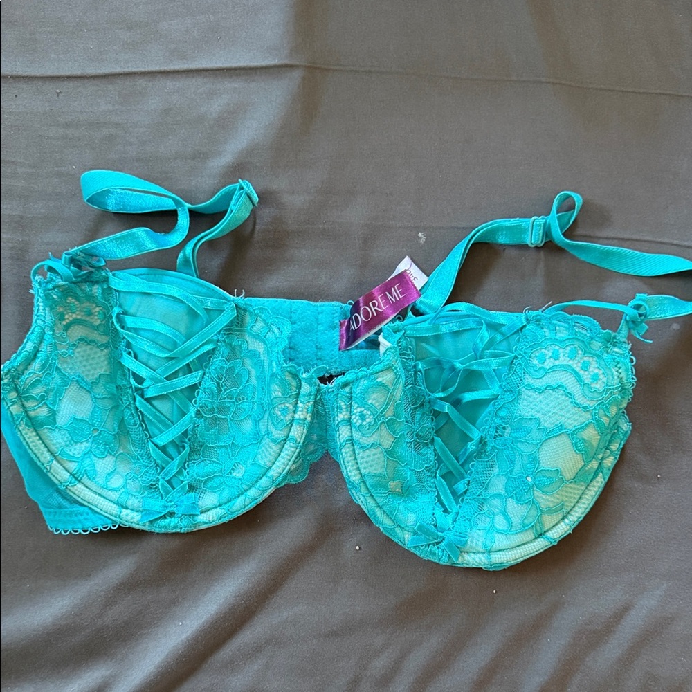 Adore Me Aqua Lace Bra